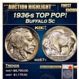 1936-s Buffalo Nickel TOP POP! 5c ms67+ SEGS