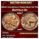 YC 1923-p Buffalo Nickel Colorfully Toned Near Top