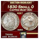 YC 1830 Small 0 Capped Bust Half Dollar 50c Choice