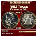 IC 1953 Proof Franklin Half Dollar Toned 50c pr68
