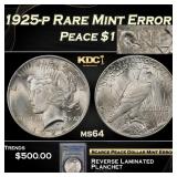 PCGS 1925-p Peace Dollar Rare Mint Error $1 ms64 P