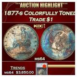 1877-s Trade Dollar Colorfully Toned $1 ms64 SEGS
