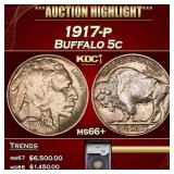 YC 1917-p Buffalo Nickel 5c ms66+ SEGS