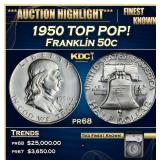YC 1950 Proof Franklin Half Dollar TOP POP! 50c pr