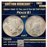 1923-p VAM 1C Tail on O Top 50 Peace Dollar TOP PO