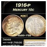1916-p Mercury Dime 10c ms66+ FSB SEGS