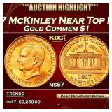 IC 1917 McKinley Gold Commem Dollar Near Top Pop!