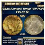 YC 1922-s Peace Dollar Rainbow Toned TOP POP! $1 m