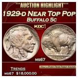 YC 1929-d Buffalo Nickel Near Top Pop! 5c ms67 SEG