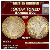 1900-p Barber Half Dollars Toned 50c ms65+ SEGS