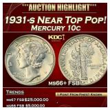 1931-s Mercury Dime Near Top Pop! 10c ms66+ FSB SE