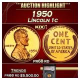 YC 1950 Proof Lincoln Cent 1c pr68 rd SEGS