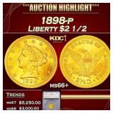 1898-p Gold Liberty Quarter Eagle $2 1/2 ms66+ SEG