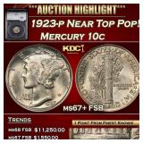 YC 1923-p Mercury Dime Near Top Pop! 10c ms67+ FSB