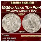 IC 1939-d Walking Liberty Half Dollar Near Top Pop