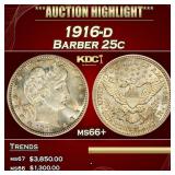 1916-d Barber Quarter 25c ms66+ SEGS