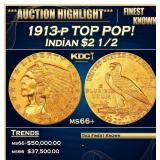 IC 1913-p Gold Indian Quarter Eagle TOP POP! $2 1/