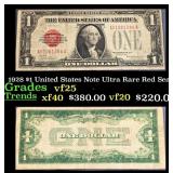 1928 $1 United States Note Ultra Rare Red Seal Gra