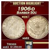 YC 1906-d Barber Half Dollars 50c Select Unc USCG