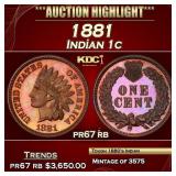 1881 Proof Indian Cent 1c pr67 rb SEGS
