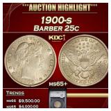YC 1900-s Barber Quarter 25c ms65+ SEGS