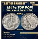 IC 1941-s Walking Liberty Half Dollar TOP POP! 50c