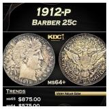 1912-p Barber Quarter 25c Grades Choice+ Unc
