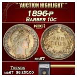 YC 1896-p Barber Dime 10c ms67 SEGS