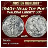 IC 1940-p Walking Liberty Half Dollar Near Top Pop