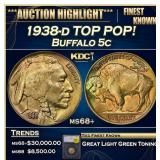 1938-d Buffalo Nickel TOP POP! 5c ms68+ SEGS