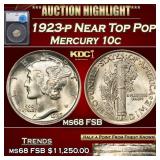 1923-p Mercury Dime Near Top Pop! 10c ms68 FSB SEG
