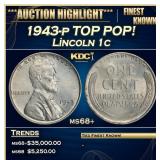 IC 1943-p Lincoln Cent TOP POP! 1c ms68+ SEGS
