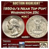 1950-d/s Washington Quarter Near Top Pop! 25c ms66