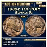 IC 1938-d Buffalo Nickel TOP POP! 5c ms68+ SEGS