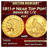 IC 1911-p Gold Indian Quarter Eagle Near Top Pop!