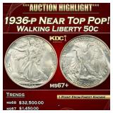 IC 1936-p Walking Liberty Half Dollar Near Top Pop