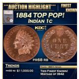 1884 Proof Indian Cent TOP POP! 1c pr68 rb SEGS