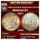 1904-p Morgan Dollar Rainbow Toned Near TOP POP! $