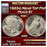 1923-d Peace Dollar Near Top Pop! $1 ms66 SEGS