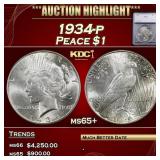 1934-p Peace Dollar $1 ms65+ SEGS