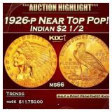 IC 1926-p Gold Indian Quarter Eagle Near Top Pop!