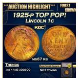1925-p Lincoln Cent TOP POP! 1c ms67 rb SEGS