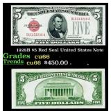 1928B $5 Red Seal United States Note Grades Gem+ C