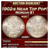 1902-s Morgan Dollar Near Top Pop! $1 ms66+ SEGS