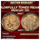 IC 1917-s Mercury Dime Colorfully Toned Near Top P