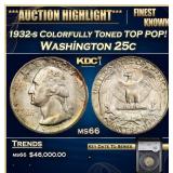YC 1932-s Washington Quarter Colorfully Toned TOP