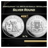 2024 Elephant 1 oz .999 Silver Somalia 100 Shillin
