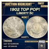 YC 1902 Liberty Nickel TOP POP! 5c ms67+ SEGS