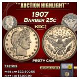 1907 Proof Barber Quarter 25c pr67+ cam SEGS