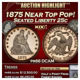 1875 Proof Seated Liberty Quarter Near Top Pop! 25